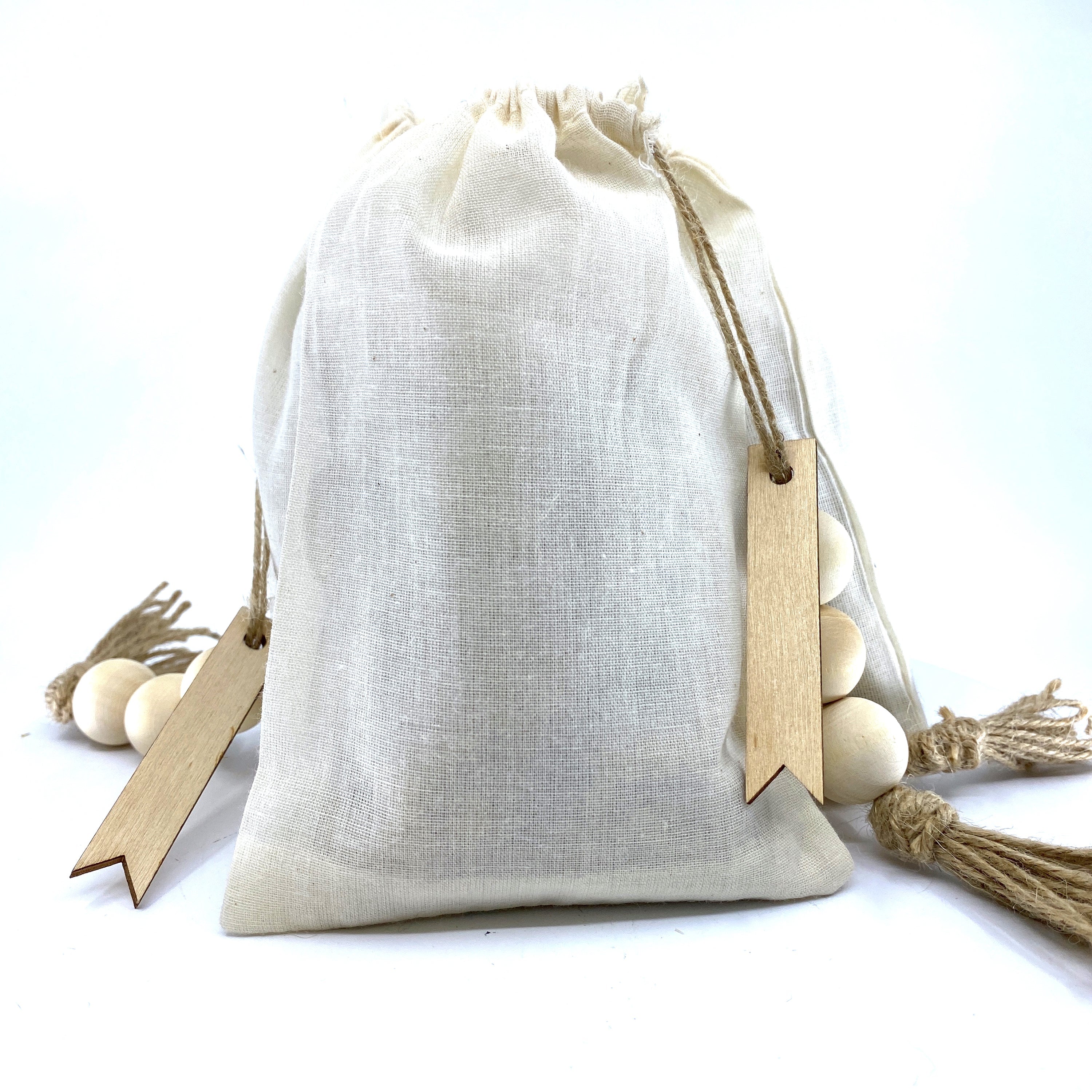 100% Naturally Dried Lavender Flowers, Jute & Wooden Beaded Drawstring